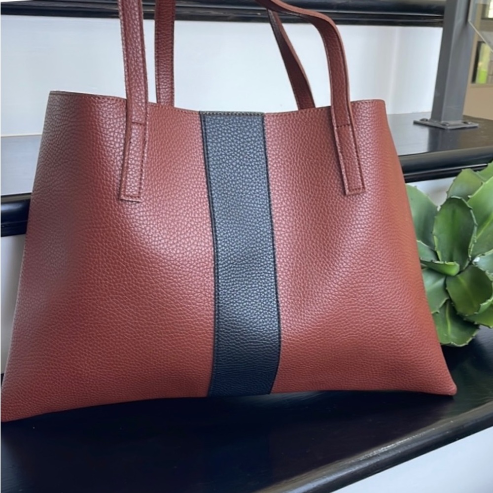 NEW Vince Camuto, genuine, leather tote bag, Shoulder Handbag purse brown black